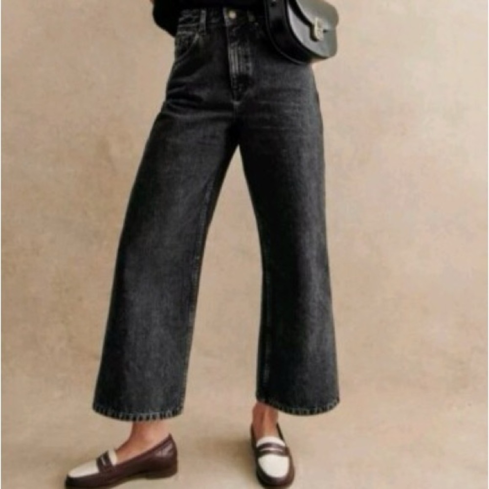 sezane le crop wide legged jeans